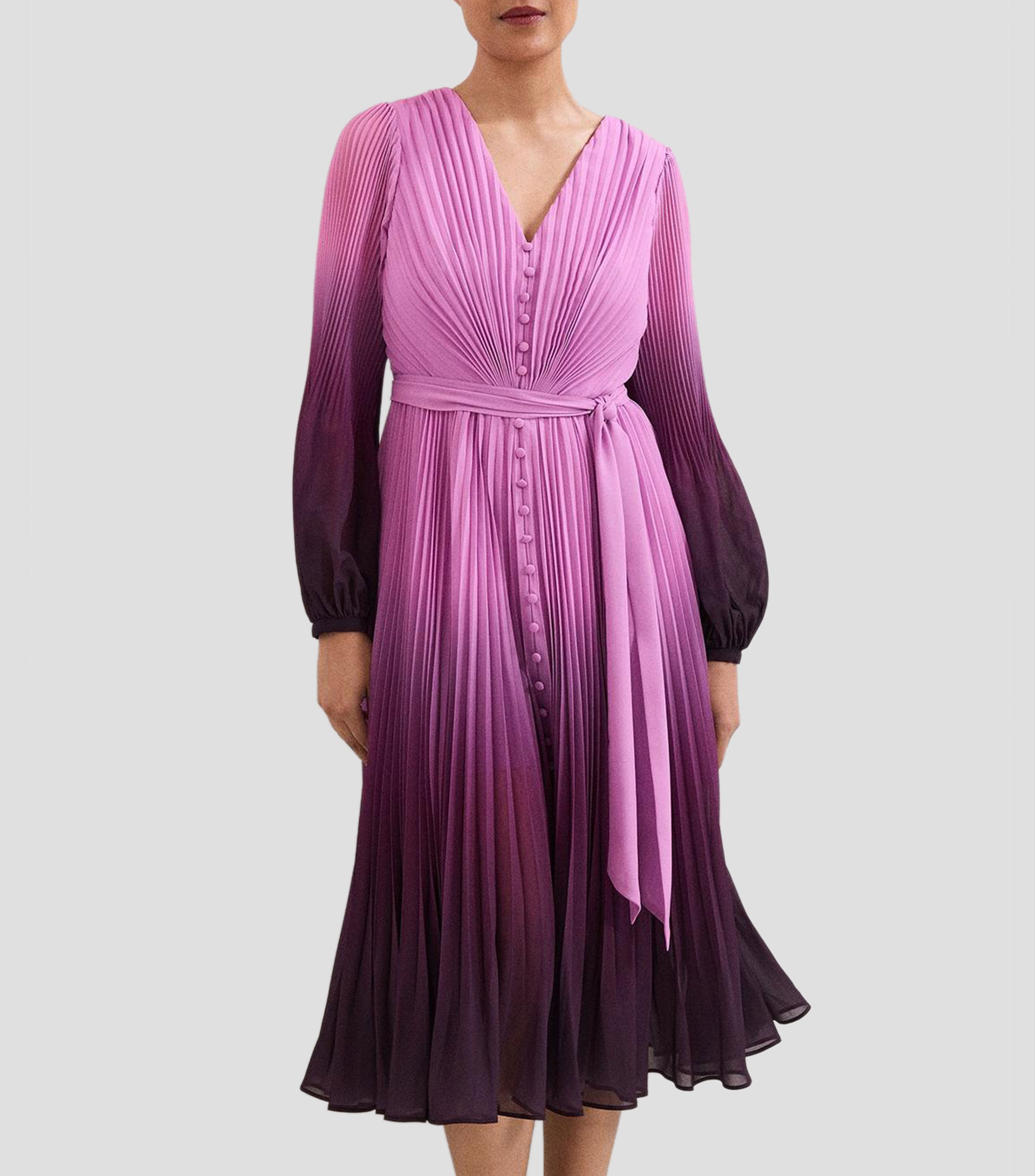 Vestido midi con manga larga estampado Mira Mujer